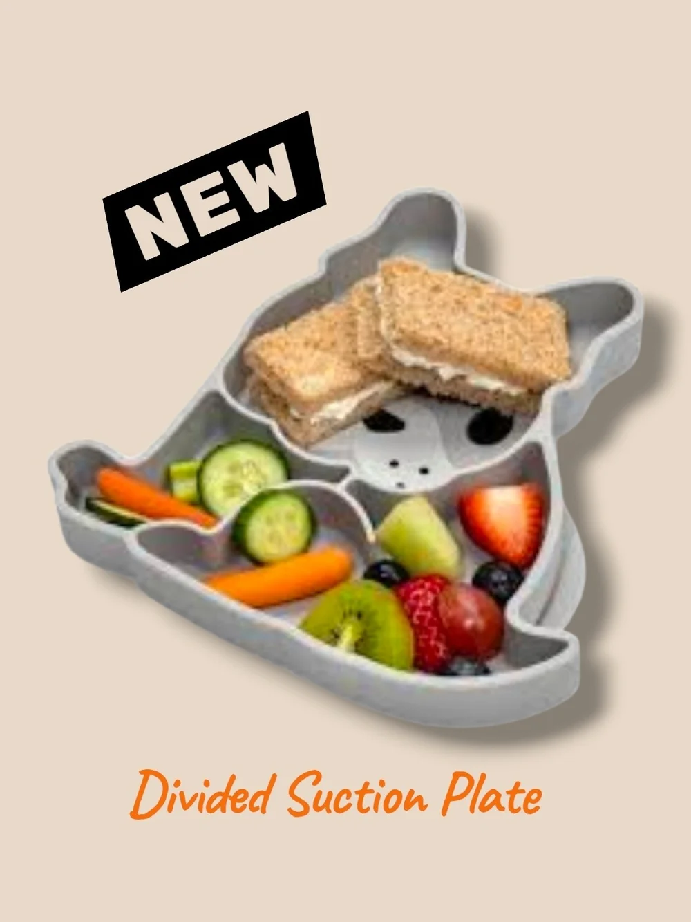New Gray Divided Silicone Suction Dog Plate by Melii